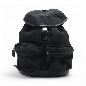 Prada Tessuto Saffiano Nylon Leather Drawstring Backpack Black